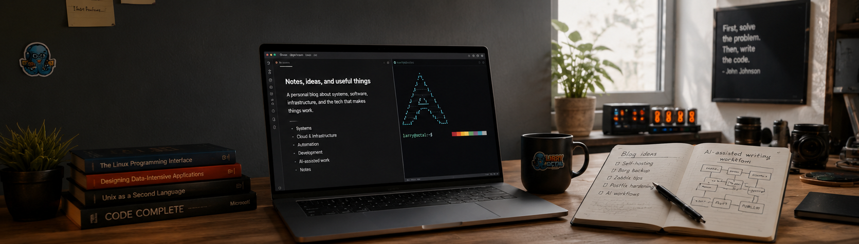 Larry Octal technical writing workspace